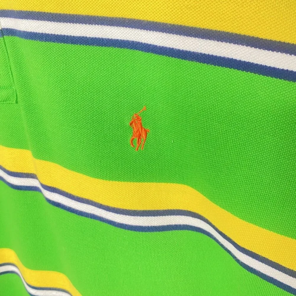 POLO by Ralph Lauren classic mens shirt Green Yellow Navy White stripe sz XXL